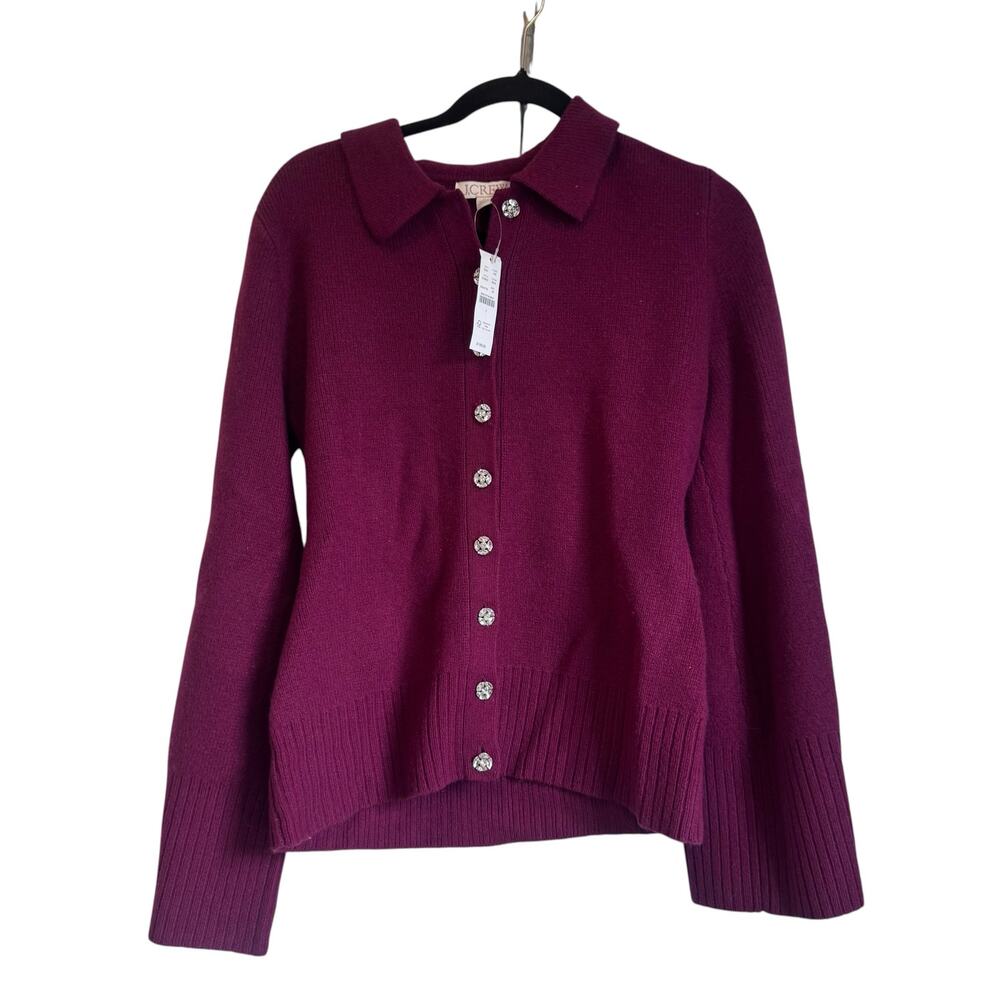 J.Crew Milano-Stitch Cinched-Waist Cardigan with Embellished Buttons Size L NWT - Picture 4 of 11